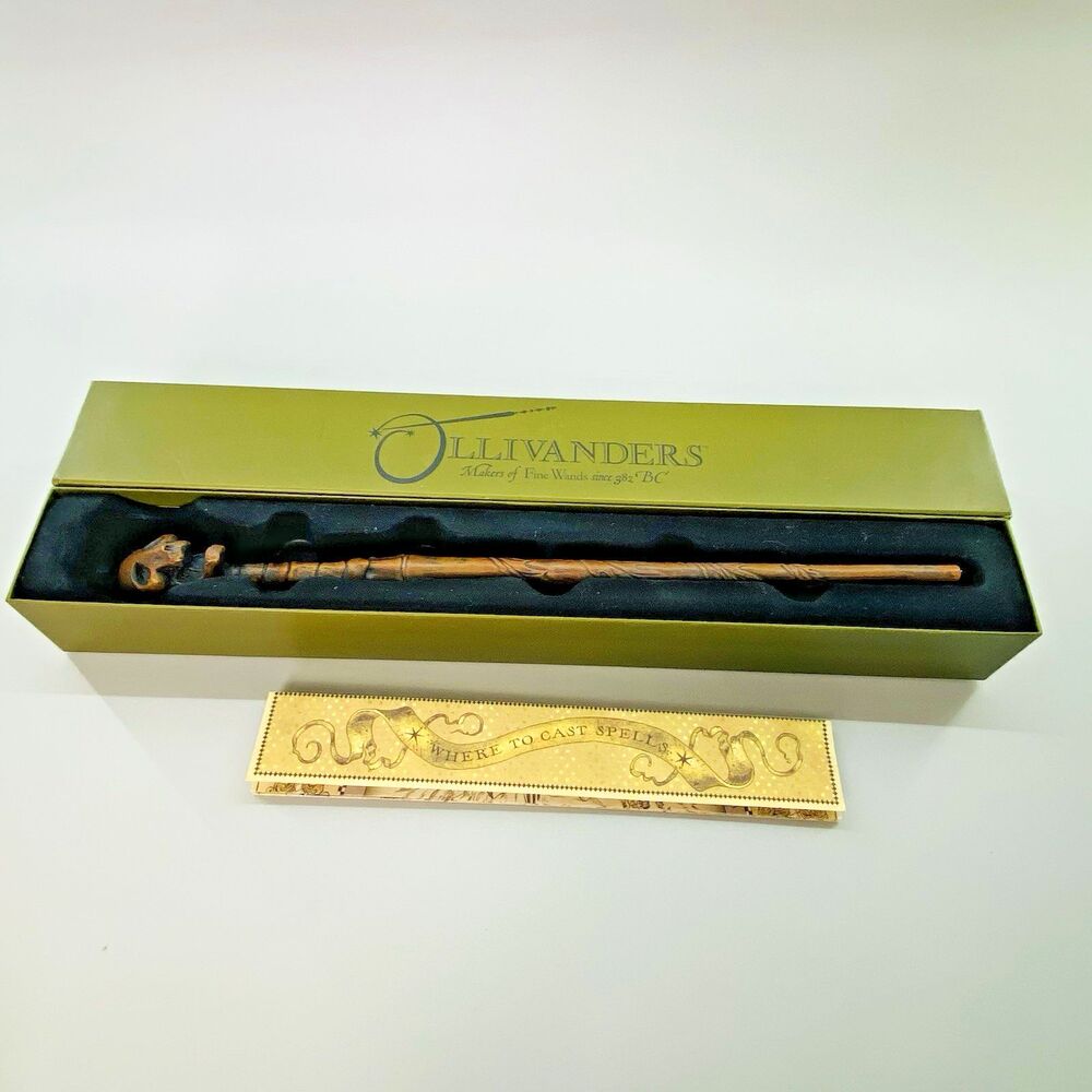 Harry Potter Ollivanders Rowan 2 Skull Wand Universal Studios Box Map 16”